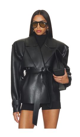 Naked Wardrobe Naked Wardrobe Faux Leather Cropped Trench Coat