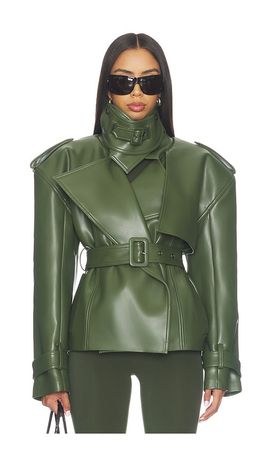 Naked Wardrobe Naked Wardrobe Faux Leather Short Trench