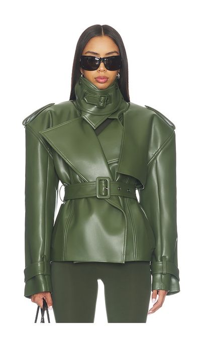 Naked Wardrobe Naked Wardrobe Faux Leather Short Trench