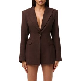 Naked Wardrobe Naked Wardrobe Fitted Power Shoulder Blazer