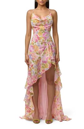 Naked Wardrobe Naked Wardrobe Floral Chiffon Halter High-Low Dress