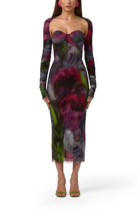 Naked Wardrobe Naked Wardrobe Floral Mesh Midi Dress