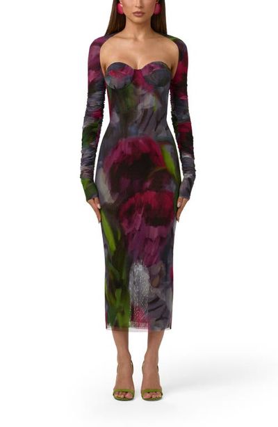 Naked Wardrobe Naked Wardrobe Floral Mesh Midi Dress