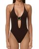 Naked Wardrobe Naked Wardrobe Halter Deep V-Neck Bodysuit - 1