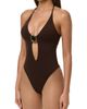 Naked Wardrobe Naked Wardrobe Halter Deep V-Neck Bodysuit - 5