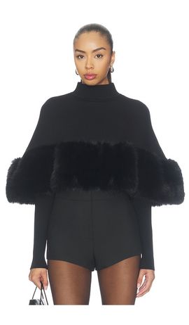 Naked Wardrobe Naked Wardrobe Knit Faux Fur Cape Top