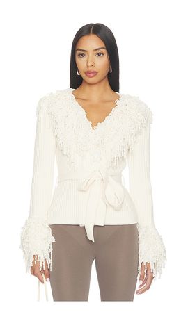 Naked Wardrobe Naked Wardrobe Knit Fringe V-neck Cardigan