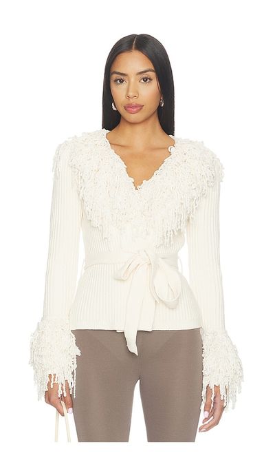 Naked Wardrobe Naked Wardrobe Knit Fringe V-neck Cardigan