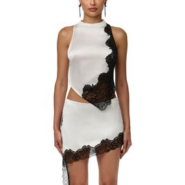Naked Wardrobe Naked Wardrobe Lace Trim Silk Blend Tank Top
