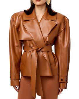 Naked Wardrobe Naked Wardrobe Leather Cropped Trench Jacket