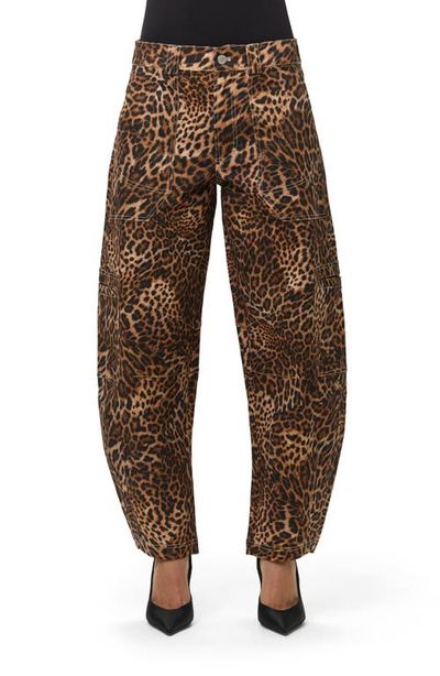 Naked Wardrobe Naked Wardrobe Leopard Print Stretch Canvas Barrel Pants