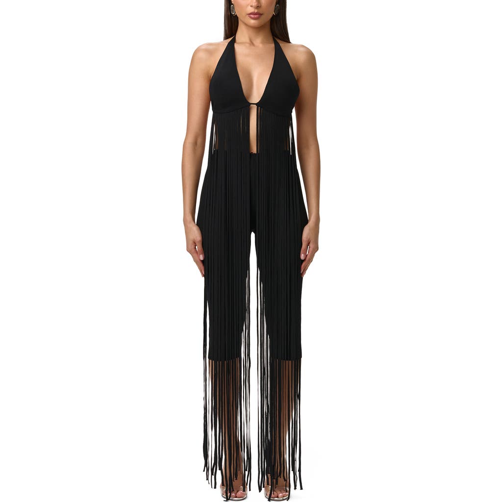 Naked Wardrobe Naked Wardrobe Long Fringe Halter Top