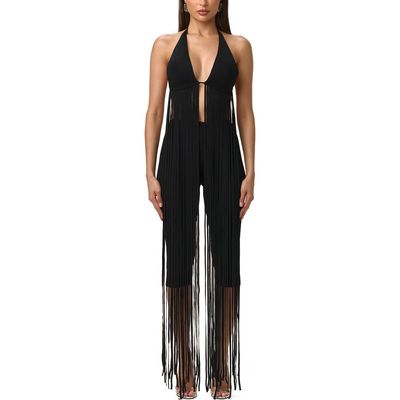 Naked Wardrobe Naked Wardrobe Long Fringe Halter Top