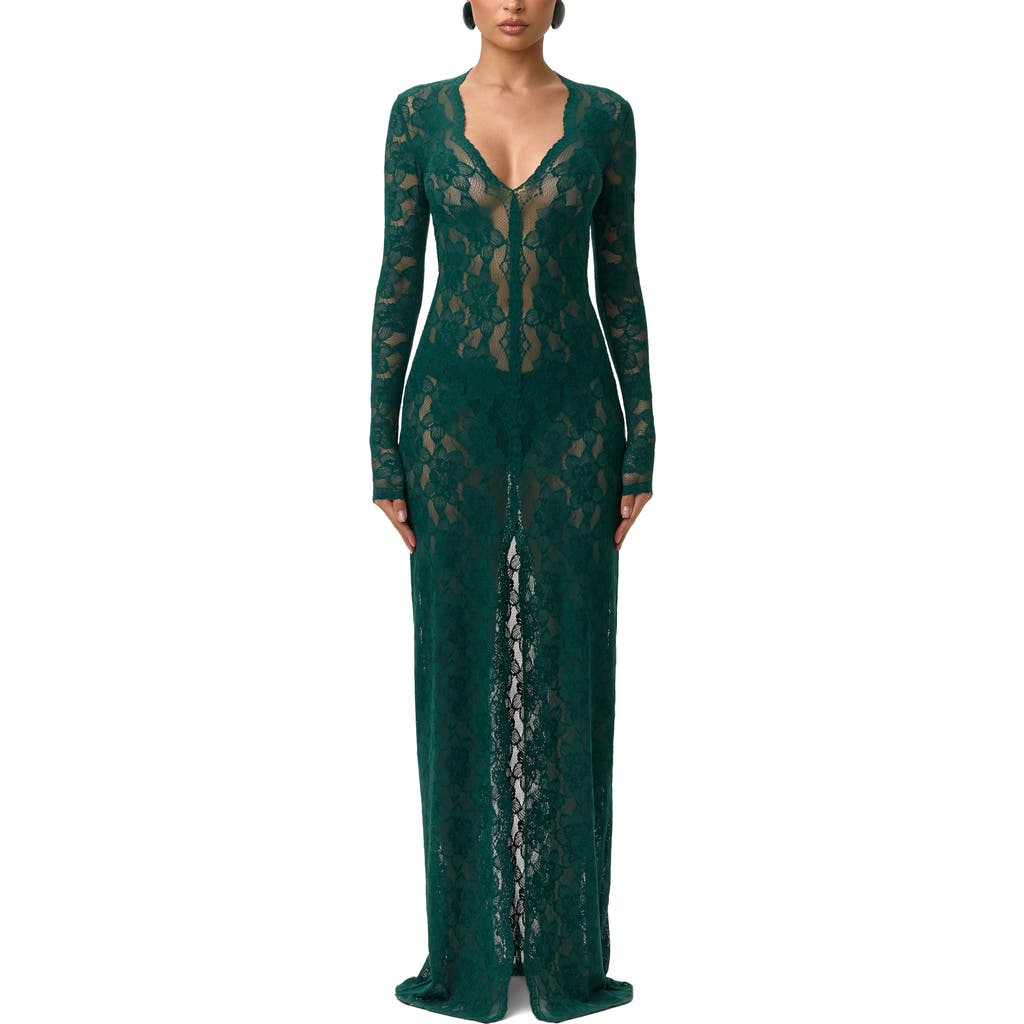 Naked Wardrobe Naked Wardrobe Long Sleeve Button-Up Lace Maxi Dress