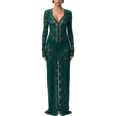 Naked Wardrobe Naked Wardrobe Long Sleeve Button-Up Lace Maxi Dress