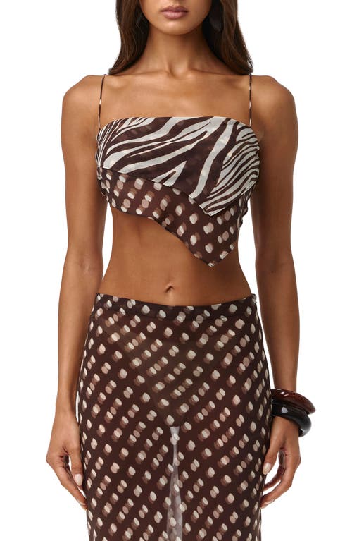 Naked Wardrobe Naked Wardrobe Mixed Print Chiffon Asymmetric Scarf Crop Top