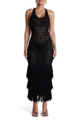 Naked Wardrobe Naked Wardrobe Open Stitch Fringe Midi Dress