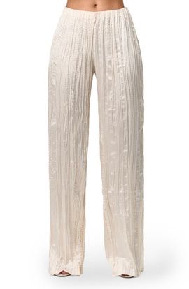 Naked Wardrobe Naked Wardrobe Plissé Straight Leg Satin Pants