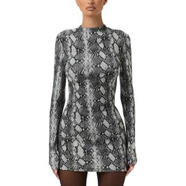 Naked Wardrobe Naked Wardrobe Print Long Sleeve Body-Con Minidress