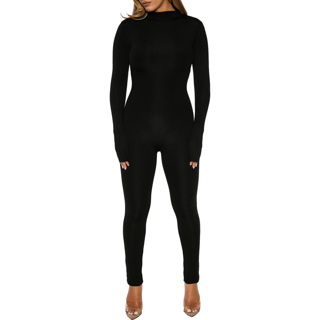 Naked Wardrobe Naked Wardrobe Ribbed Mock Neck Jumpsuit