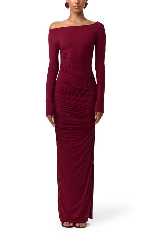 Naked Wardrobe Naked Wardrobe Ruched Off the Shoulder Long Sleeve Maxi Dress