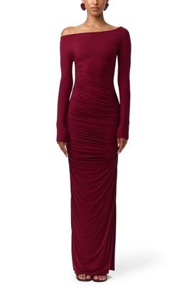 Naked Wardrobe Naked Wardrobe Ruched Off the Shoulder Long Sleeve Maxi Dress