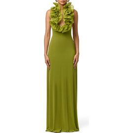 Naked Wardrobe Naked Wardrobe Ruffle Plunge Halter Maxi Dress