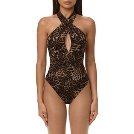 Naked Wardrobe Naked Wardrobe Twist Neck Leopard Print Bodysuit