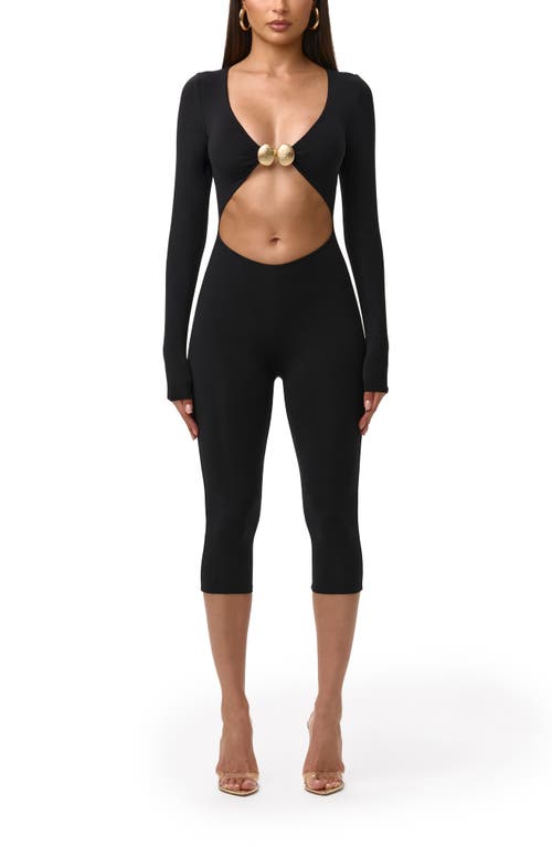 Naked Wardrobe Naked Wardrobe V-Cutout Capri Jumpsuit