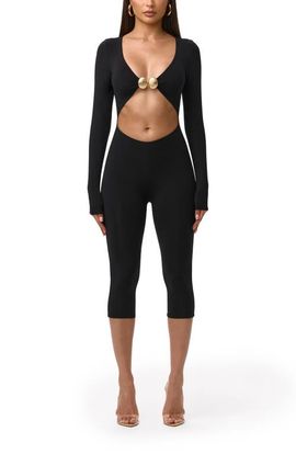 Naked Wardrobe Naked Wardrobe V-Cutout Capri Jumpsuit