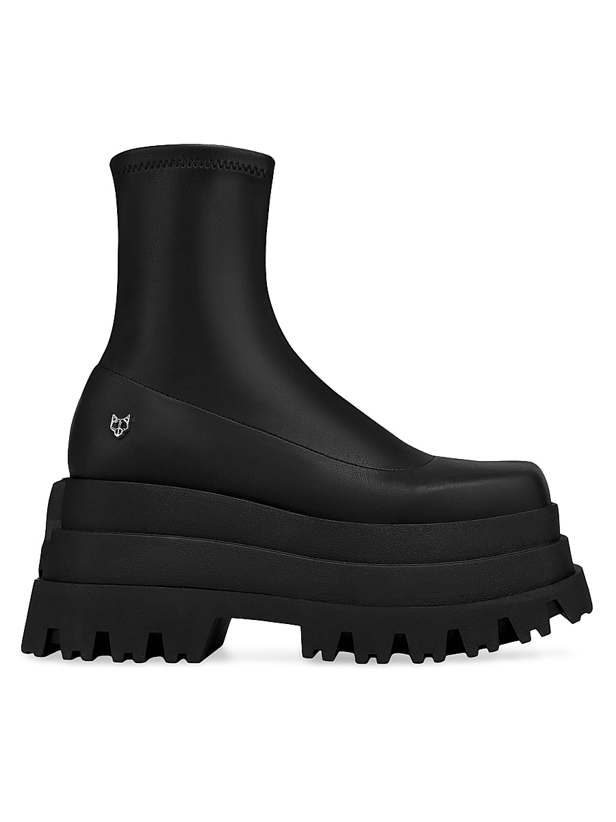 Naked Wolfe - Women's Sassy Black Stretch Platform Boots