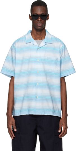 nanamica nanamica Blue Open Collar Pique S/S Shirt