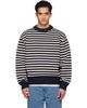 nanamica nanamica Navy & Off-White Mock Neck Stripe Sweater - 1