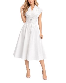 Nancy Yang Nancy Yang Buckle Front Midi Dress