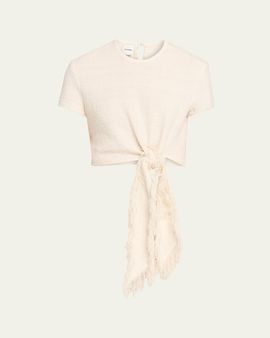 Nanushka Mariel Cotton Linen Tweed T-Shirt