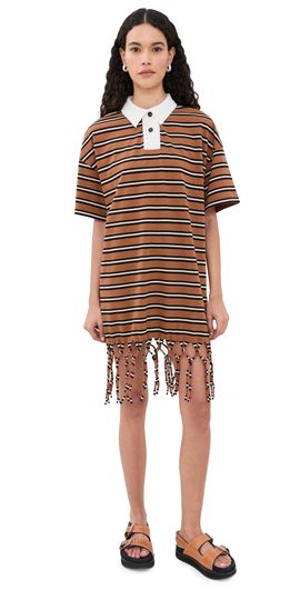 Nanushka Nanushka Benigna Dress Tan/White/Black Stripe