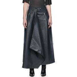 Nanushka Nanushka Blue Neith Draped Vegan Leather Maxi Skirt