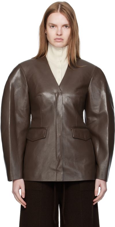 Nanushka Nanushka Brown Erina Regenerated Leather Blazer