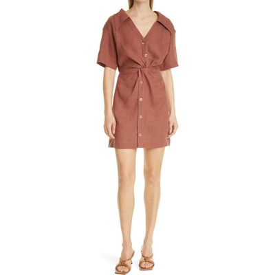 Nanushka Nanushka Taiga Linen Mini Shirtdress