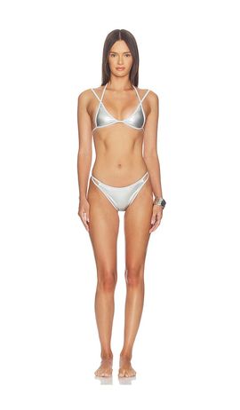 naranja furcado naranja furcado Latex Splash Matte Bent Bikini Set