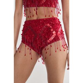 NASTY GAL NASTY GAL Embellished Tassel Beaded Booty Shorts