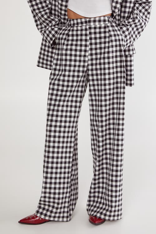 NASTY GAL NASTY GAL Gingham Tailored Wide Leg Pants