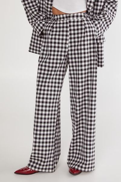 NASTY GAL NASTY GAL Gingham Tailored Wide Leg Pants