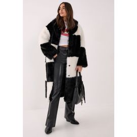 NASTY GAL NASTY GAL Mono Check Faux Fur Coat 