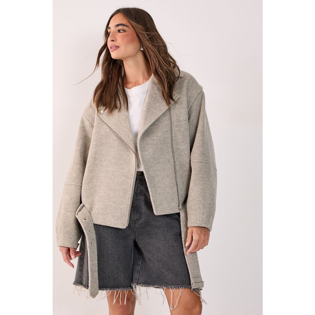 NASTY GAL NASTY GAL Oversized Brushed Belted Biker Jacket