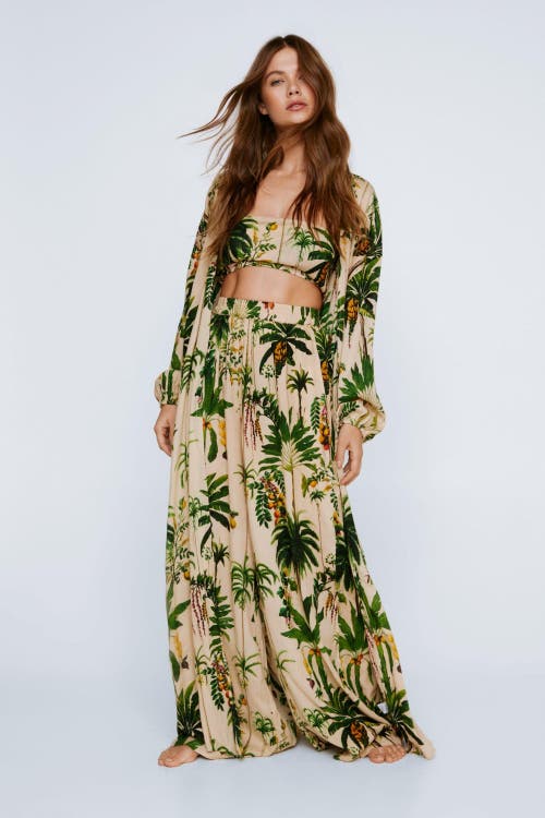 NASTY GAL NASTY GAL Palm Tree Top and Bottom 3 Pc Beach Set
