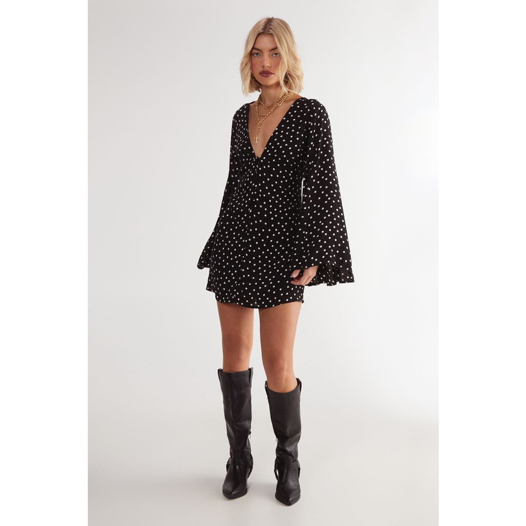 NASTY GAL NASTY GAL Polka Dot Flared Sleeve Mini Dress