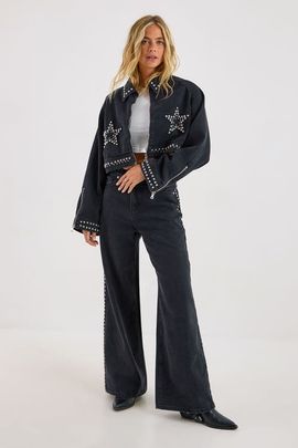 NASTY GAL NASTY GAL Star Studded Baggy Denim Jeans