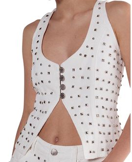 Nasty Gal Nasty Gal Studded Denim Corset Top