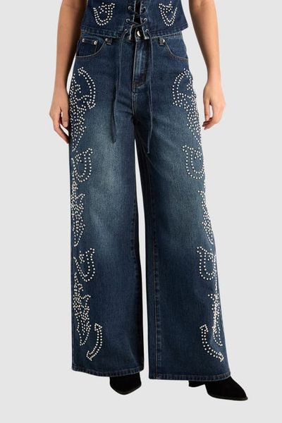 NASTY GAL NASTY GAL Western Baggy Studded Denim Jeans